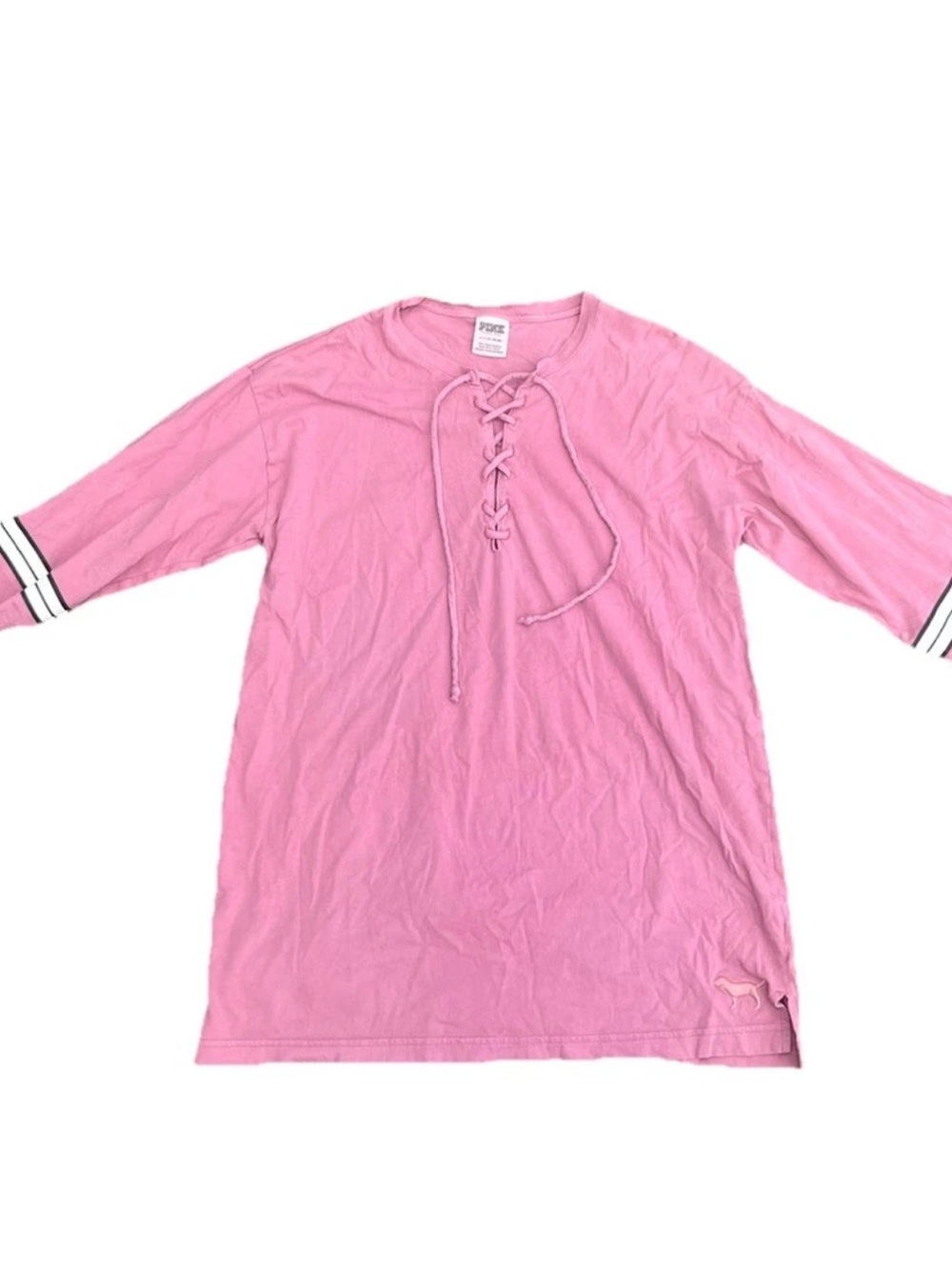 Victoria's Secret Pink Long Sleeve Lace Up T-Shirt Vintage Y2K Size Small